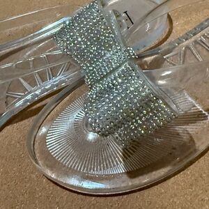INC International Concepts Clear Crystal Bow Sandals